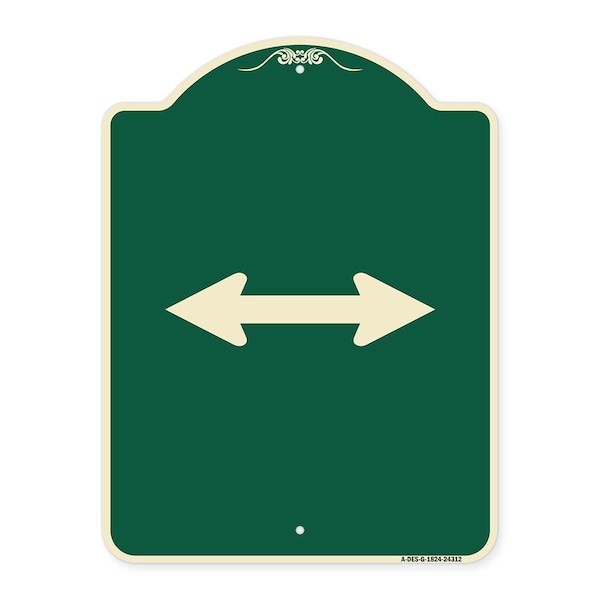 Bidirectional Arrow Black Heavy-Gauge Aluminum Architectural Sign, 24" x 18", G-1824-24312